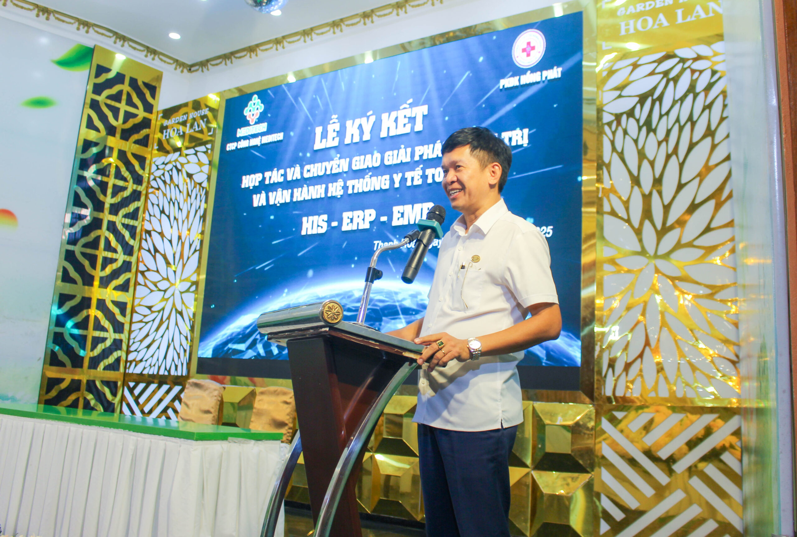 Ông Nguyễn Thế Hùng - Chủ tịch HĐQT Tập đoàn Medipha Group phát biểu tại sự kiện