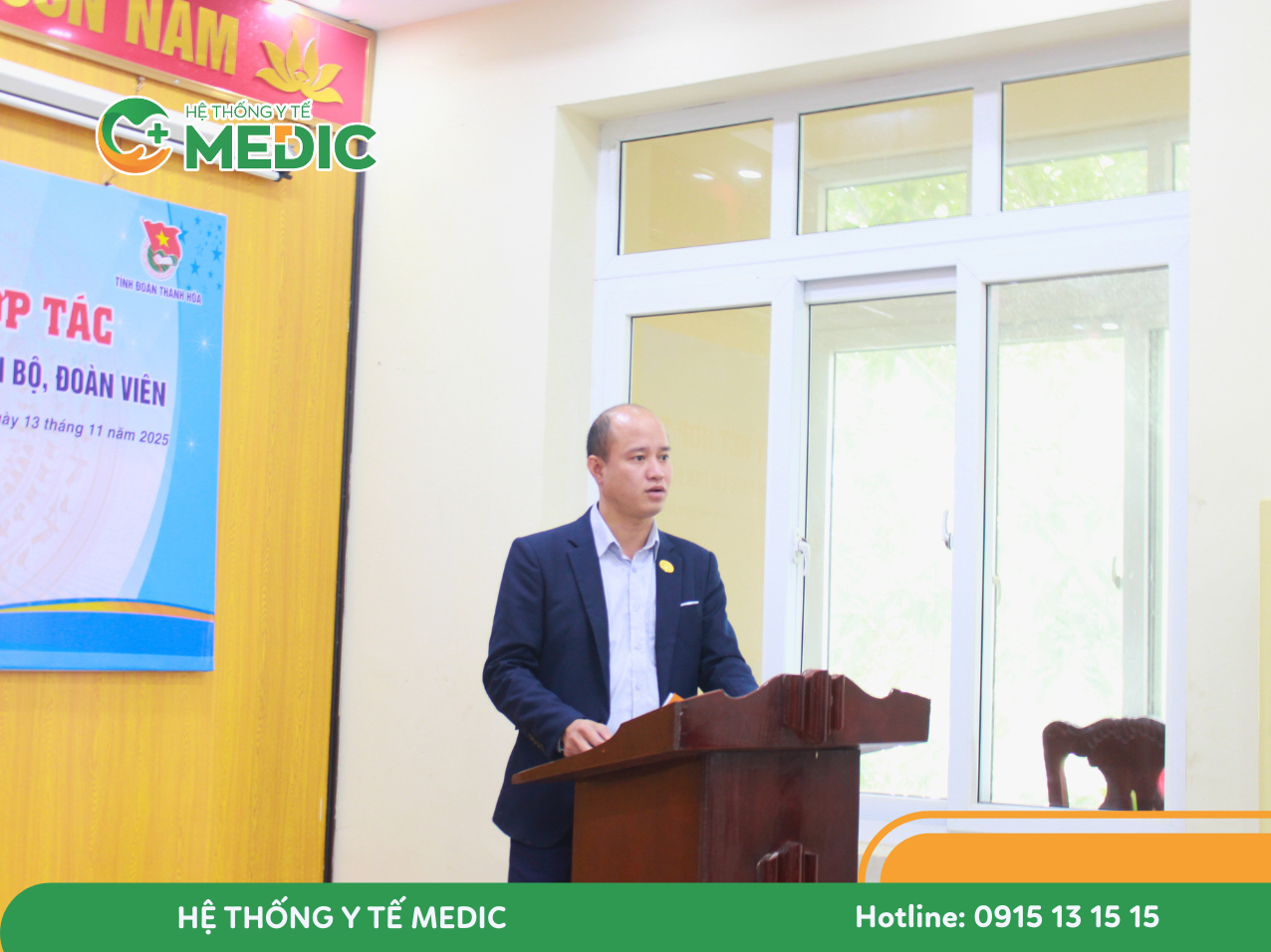 Ông Nguyễn Trung Kiên, Phó Chủ tịch HĐQT Công ty Cổ phần Tập đoàn Medipha phát biểu tại buổi lễ.